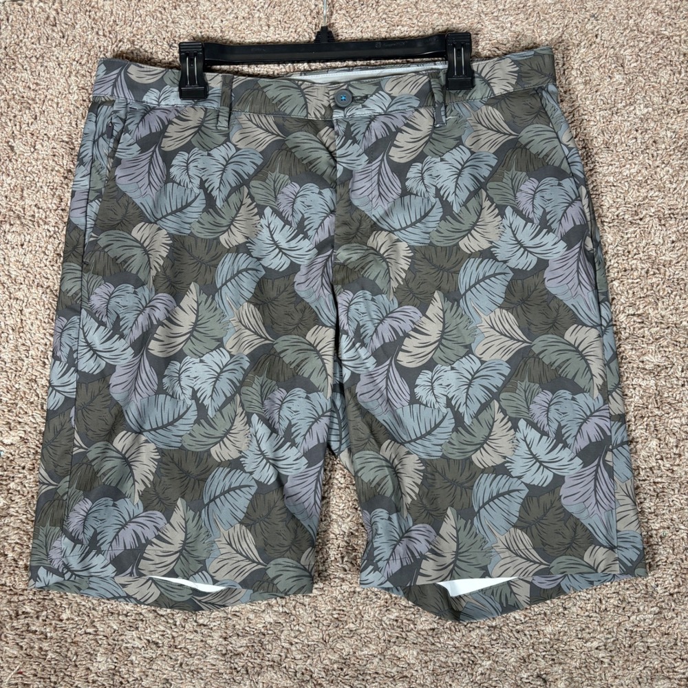 Tommy Bahama Men 36 Boracay Tropical Leaf Print Golf Shorts Stretch 9"